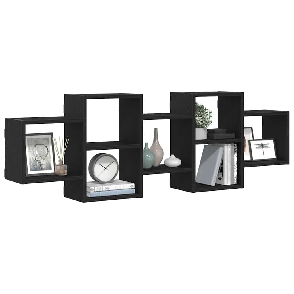 VidaXL Wandplank Zwart Eiken 129x18x42 cm Bewerkt Hout