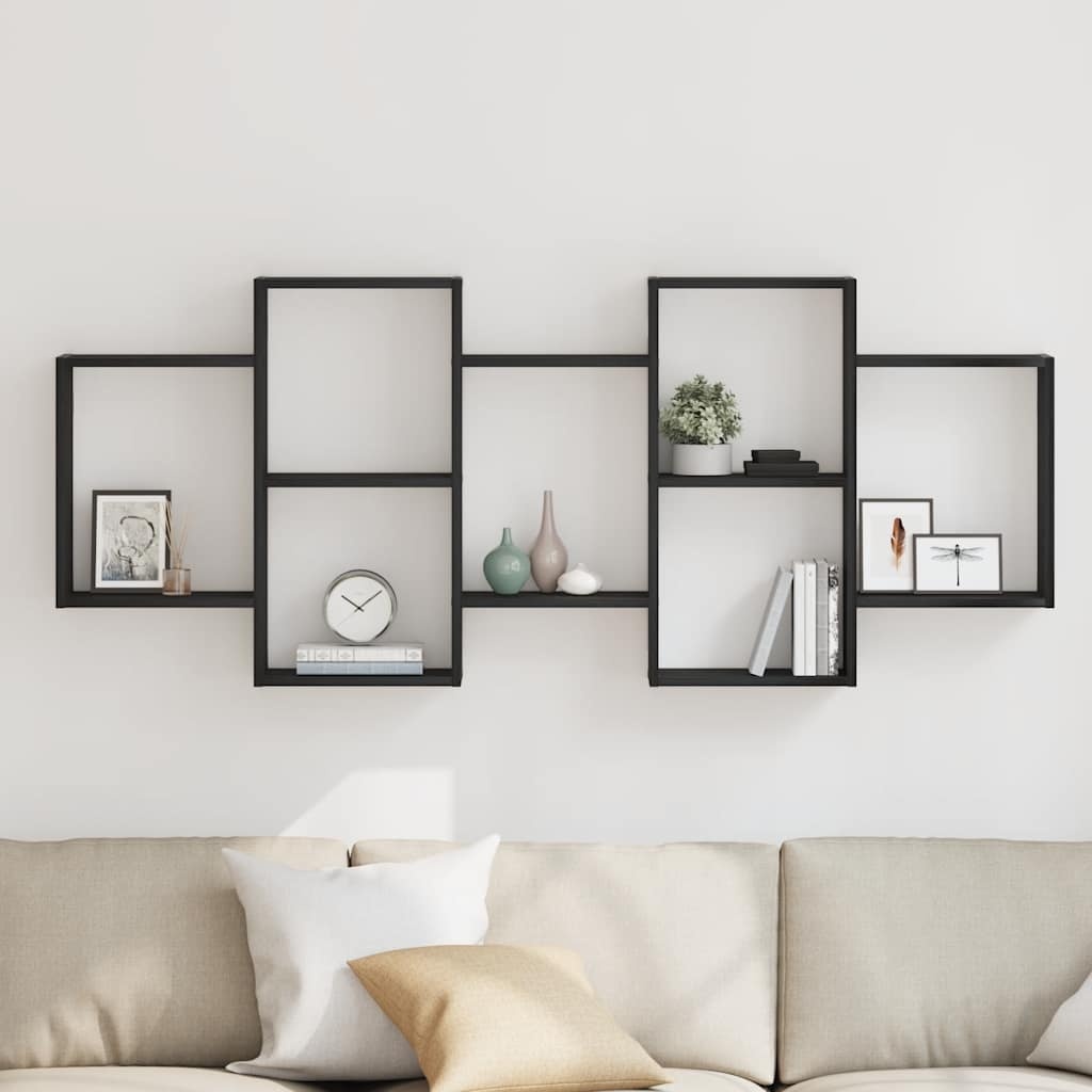 VidaXL Wandplank Zwart Eiken 159x18x65 cm Bewerkt Hout