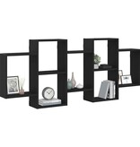 VidaXL Wandplank Zwart Eiken 159x18x65 cm Bewerkt Hout