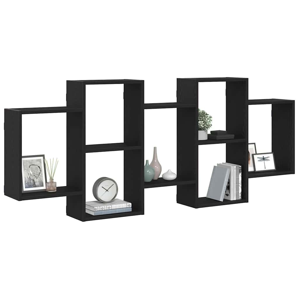 VidaXL Wandplank Zwart Eiken 159x18x65 cm Bewerkt Hout