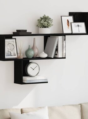 VidaXL Wandplank Zwart Eiken 100x15x70 cm Bewerkt Hout