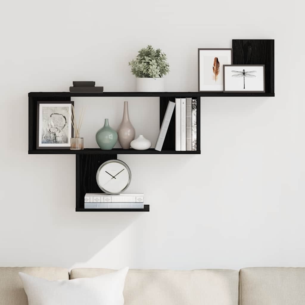 VidaXL Wandplank Zwart Eiken 100x15x70 cm Bewerkt Hout