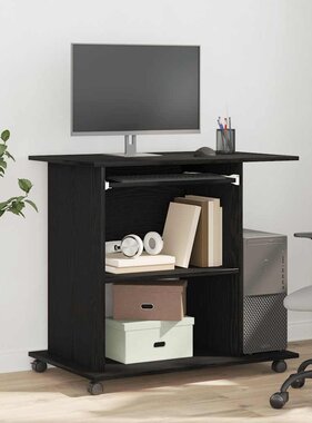 VidaXL Computerbureau Zwart Eiken 80x50x75 cm Bewerkt Hout