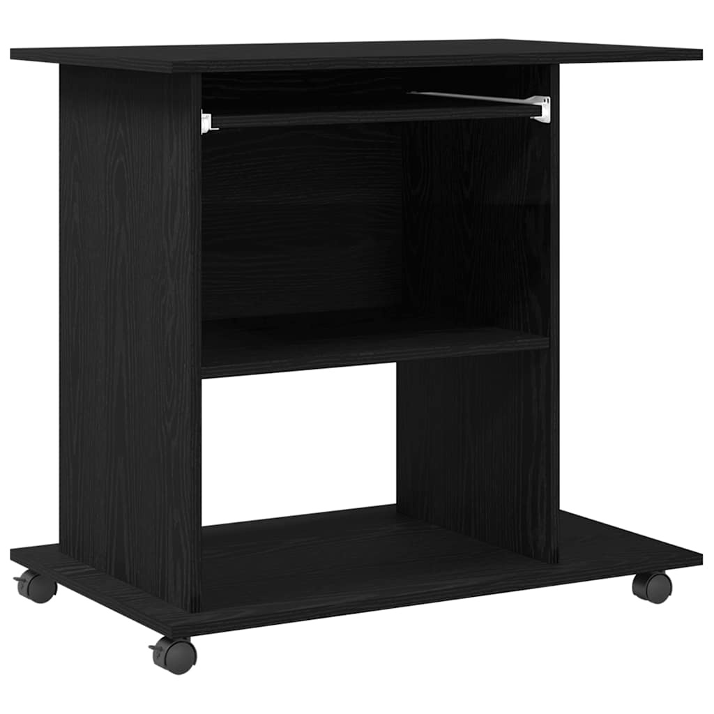 VidaXL Computerbureau Zwart Eiken 80x50x75 cm Bewerkt Hout