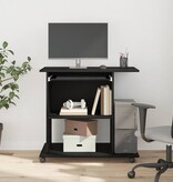 VidaXL Computerbureau Zwart Eiken 80x50x75 cm Bewerkt Hout