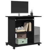 VidaXL Computerbureau Zwart Eiken 80x50x75 cm Bewerkt Hout