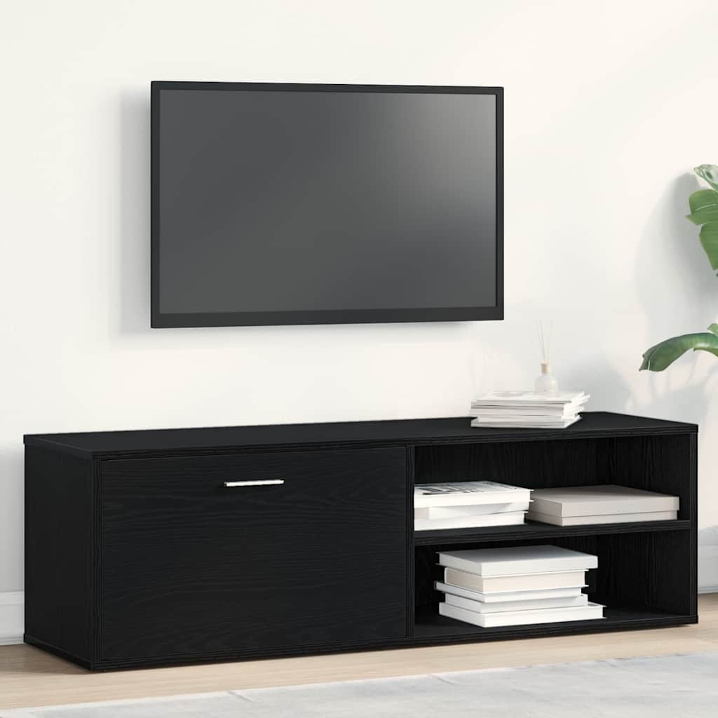VidaXL TV-meubel Zwart Eiken 120x34x37 cm Bewerkt Hout