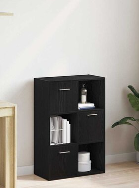 VidaXL Boekenkast/kamerverdeler zwart eiken 60,5x30x90cm bewerkt hout