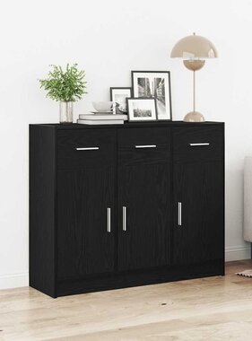 VidaXL Dressoir Zwart Eiken 91x28x75 cm Engineered Wood
