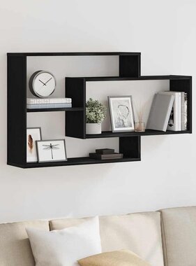 VidaXL Wandplank Zwart Eiken 104x20x58,5 cm Bewerkt Hout