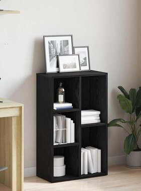 VidaXL Boekenkast Zwart Eiken 50x25x80 cm Engineered Wood