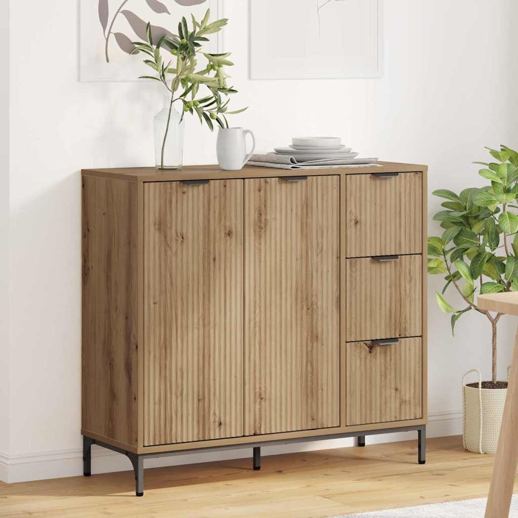 VidaXL Dressoir artisanaal eikenkleurig 89,5 x 33 x 82 cm Bewerkt hout
