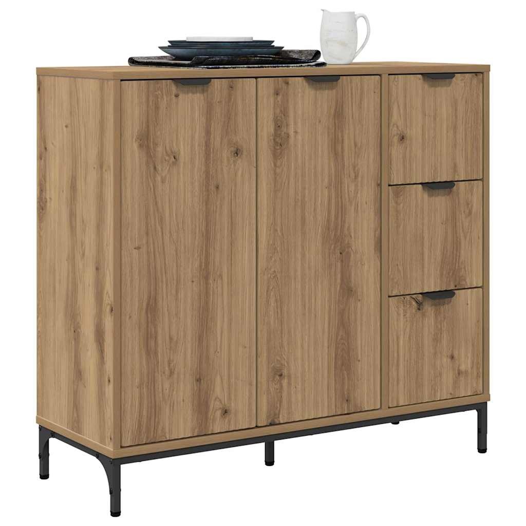 VidaXL Dressoir artisanaal eikenkleurig 89,5 x 33 x 82 cm Bewerkt hout