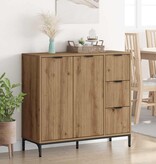 VidaXL Dressoir artisanaal eikenkleurig 89,5 x 33 x 82 cm Bewerkt hout