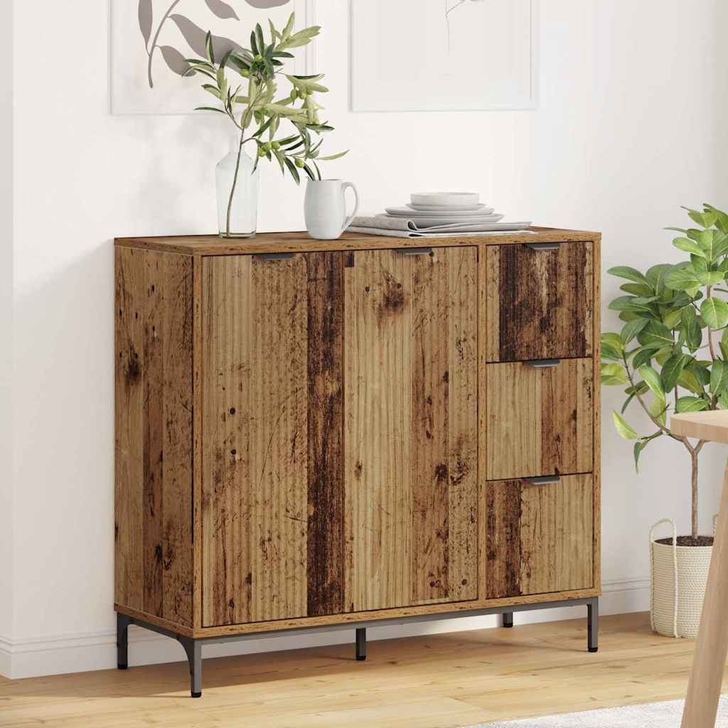 VidaXL Dressoir met lade Oud hout 89,5 x 33 x 82 cm Bewerkt hout