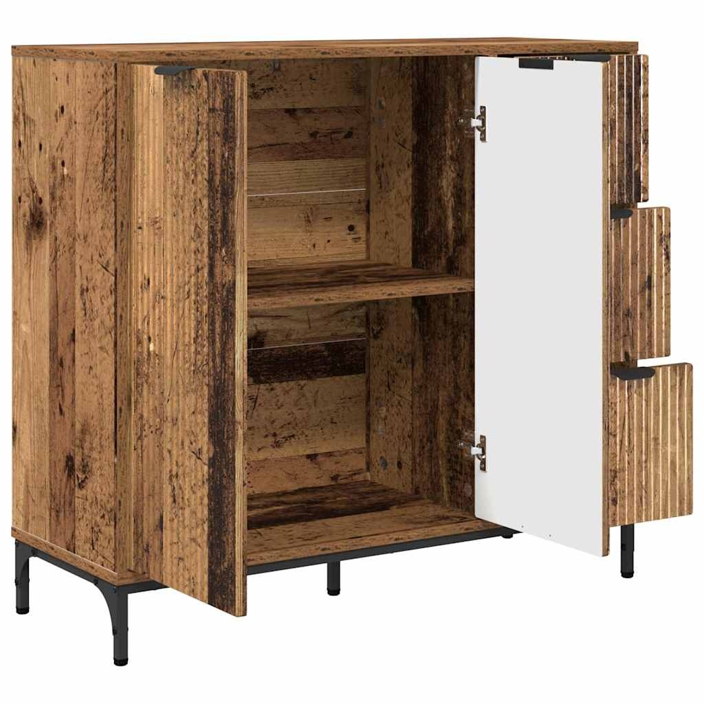 VidaXL Dressoir met lade Oud hout 89,5 x 33 x 82 cm Bewerkt hout