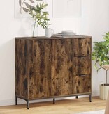 VidaXL Dressoir met lade Gerookt eiken 89,5 x 33 x 82 cm Bewerkt hout