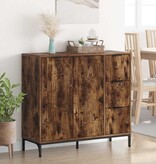 VidaXL Dressoir met lade Gerookt eiken 89,5 x 33 x 82 cm Bewerkt hout