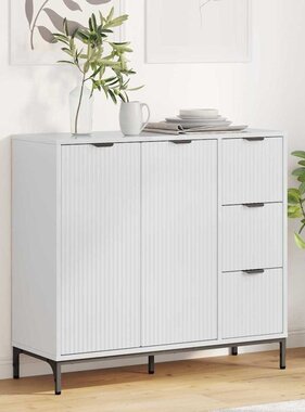 VidaXL Dressoir met lade Hoogglans wit 89,5 x 33 x 82 cm Bewerkt hout