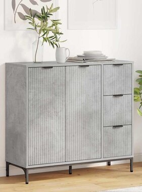 VidaXL Dressoir met lade Betongrijs 89,5 x 33 x 82 cm Bewerkt hout