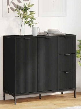 VidaXL Dressoir met lade Zwart 89,5 x 33 x 82 cm Bewerkt hout