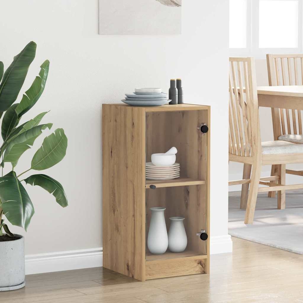 VidaXL Dressoir artisanaal eikenkleurig 35 x 37 x 76 cm Bewerkt hout