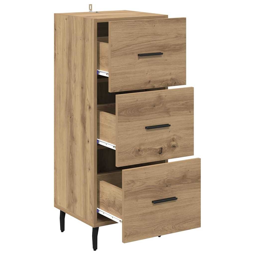VidaXL Dressoir artisanaal eikenkleurig 34 x 34.5 x 90 cm Bewerkt hout