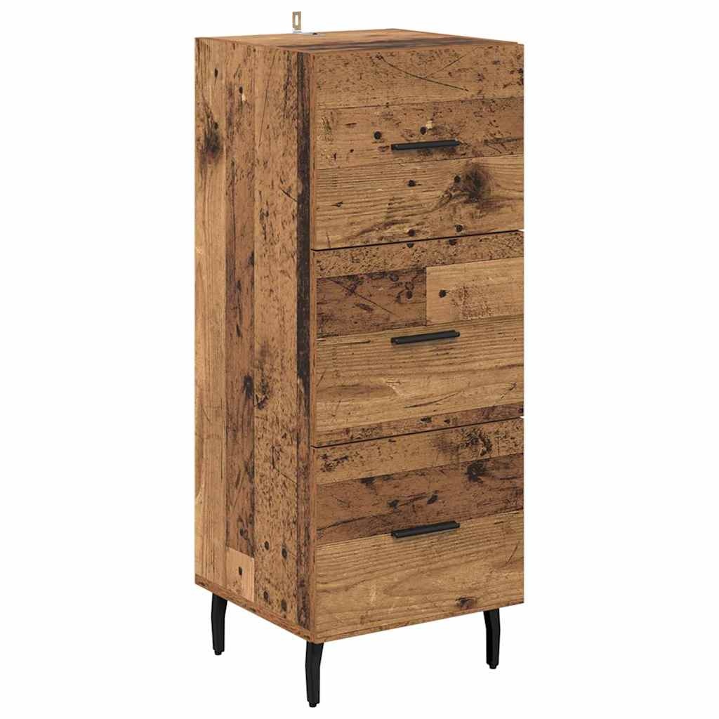 VidaXL Dressoir met lade Oud hout 34 x 34.5 x 90 cm Bewerkt hout