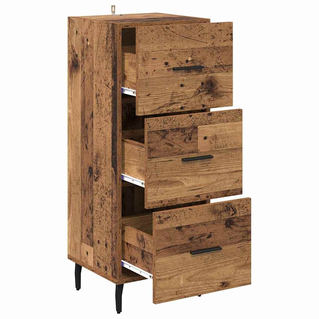 VidaXL Dressoir met lade Oud hout 34 x 34.5 x 90 cm Bewerkt hout