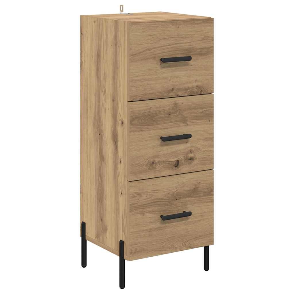 VidaXL Dressoir artisanaal eikenkleurig 34 x 34.5 x 90 cm Bewerkt hout