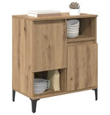VidaXL Dressoir artisanaal eikenkleurig 60 x 35 x 70 cm Bewerkt hout