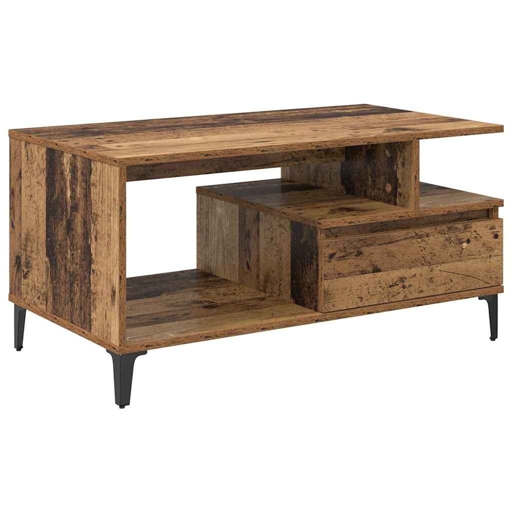 VidaXL Salontafel with Drawer Oud hout 90 x 49 x 45 cm Bewerkt hout