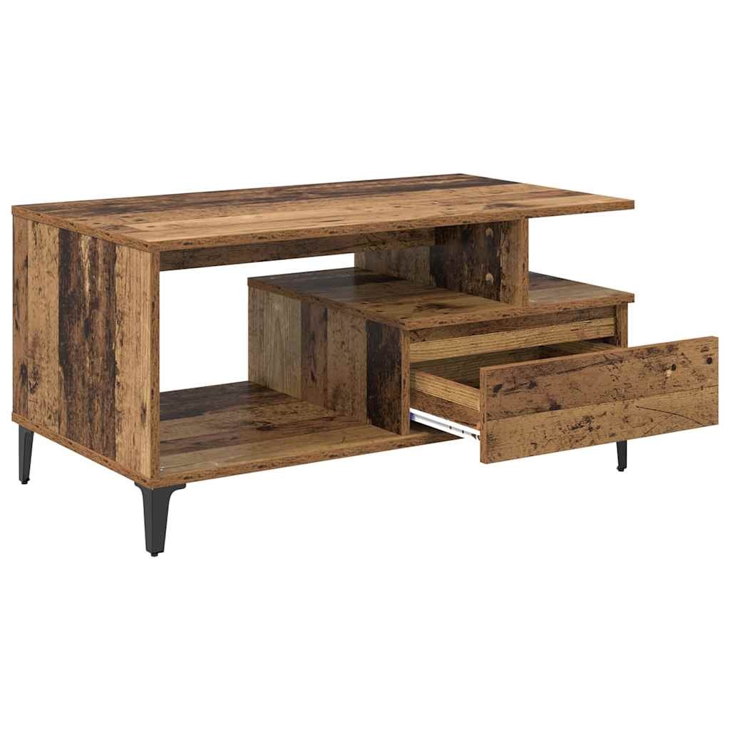 VidaXL Salontafel with Drawer Oud hout 90 x 49 x 45 cm Bewerkt hout