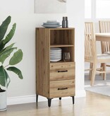 VidaXL Dressoir artisanaal eikenkleurig 34 x 34.5 x 90 cm Bewerkt hout