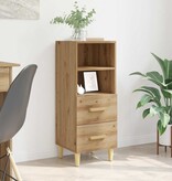 VidaXL Dressoir artisanaal eikenkleurig 34 x 34.5 x 90 cm Bewerkt hout