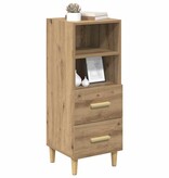 VidaXL Dressoir artisanaal eikenkleurig 34 x 34.5 x 90 cm Bewerkt hout