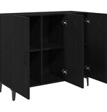 VidaXL Dressoir Zwart eiken 34 x 90 x 80 cm Bewerkt hout