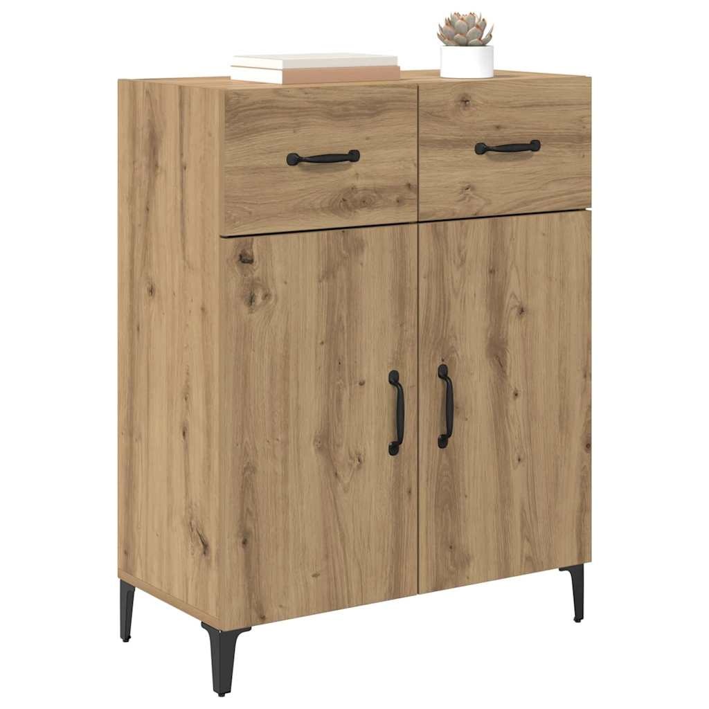 VidaXL Dressoir artisanaal eikenkleurig 34 x 69,5 x 90 cm Bewerkt hout