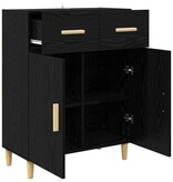 VidaXL Dressoir met lade Zwart eiken 34 x 69.5 x 89 cm Bewerkt hout