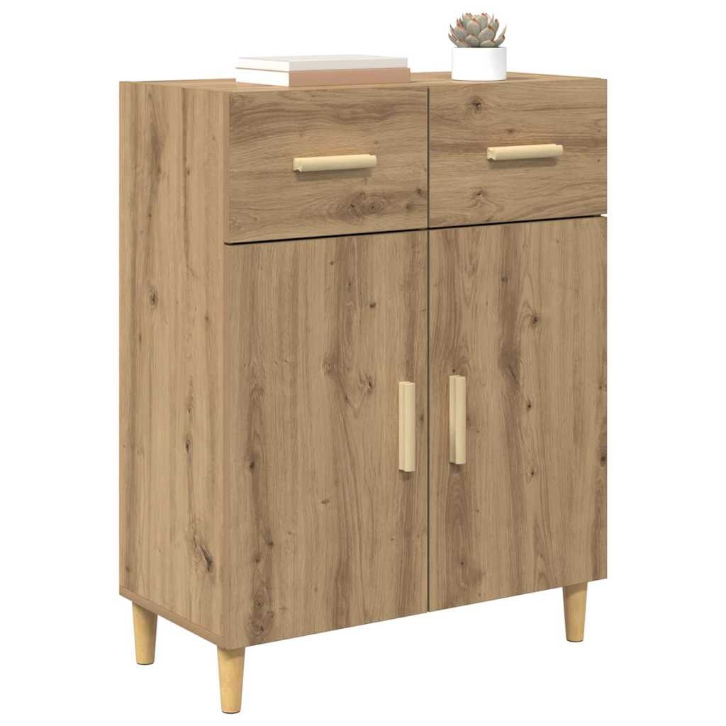 VidaXL Dressoir artisanaal eikenkleurig 34 x 69.5 x 89 cm Bewerkt hout