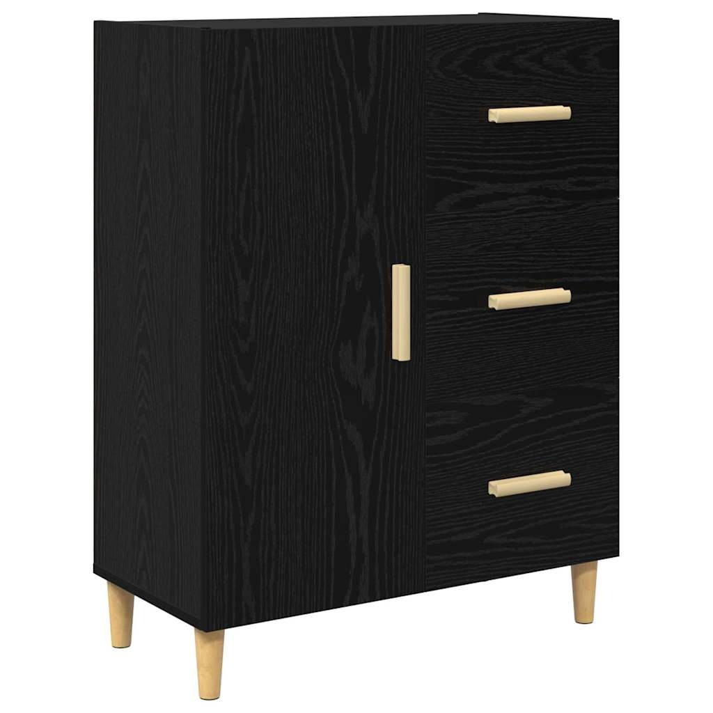 VidaXL Dressoir met lade Zwart eiken 34 x 69,5 x 90 cm Bewerkt hout