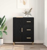 VidaXL Dressoir met lade Zwart eiken 34 x 69,5 x 90 cm Bewerkt hout