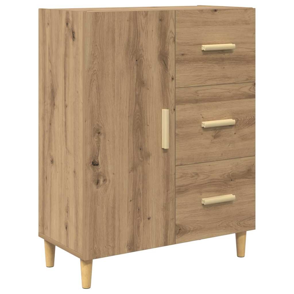 VidaXL Dressoir artisanaal eikenkleurig 34 x 69,5 x 90 cm Bewerkt hout