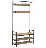 VidaXL Kapstok artisanaal eikenkleurig 95 x 34 x 184 cm Bewerkt hout