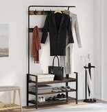 VidaXL Kapstok met plank Gerookt eiken 95 x 34 x 184 cm Bewerkt hout