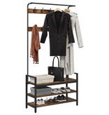 VidaXL Kapstok met plank Gerookt eiken 95 x 34 x 184 cm Bewerkt hout