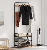 VidaXL Kapstok artisanaal eikenkleurig 75 x 34 x 184 cm Bewerkt hout