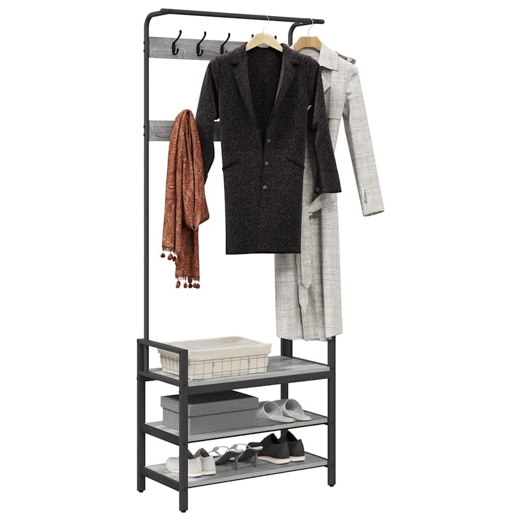 VidaXL Kapstok met plank Grijs sonoma 75 x 34 x 184 cm Bewerkt hout