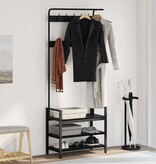 VidaXL Kapstok met plank Zwart eiken 75 x 34 x 184 cm Bewerkt hout