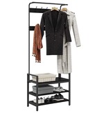 VidaXL Kapstok met plank Zwart eiken 75 x 34 x 184 cm Bewerkt hout